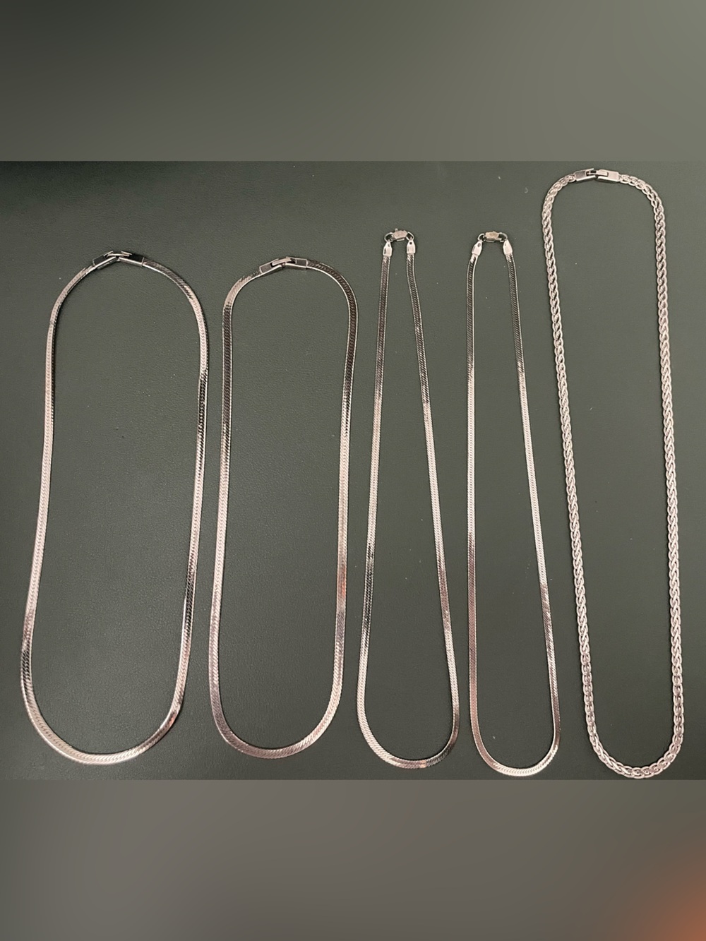 Lot of Silver-Plated Herringbone Chain Necklaces for Women